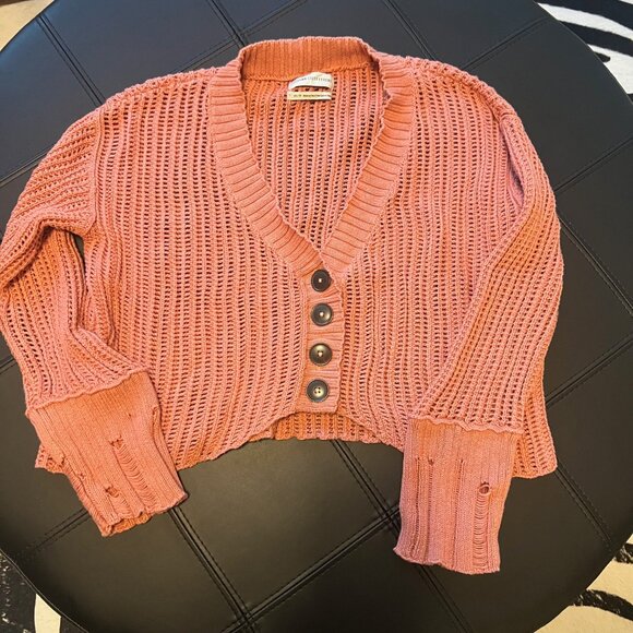 Urban Outfitters Sweaters - Urban outfitters cropped distressed cardi sweater terracotta color size XS